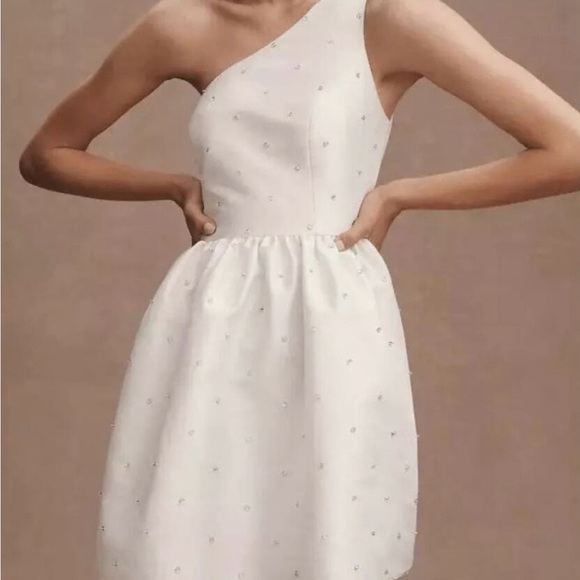 NWT SACHIN & BABI 0 Elliana White Rhinestone
Embellished One Shoulder Mini Dress - Picture 4 of 16